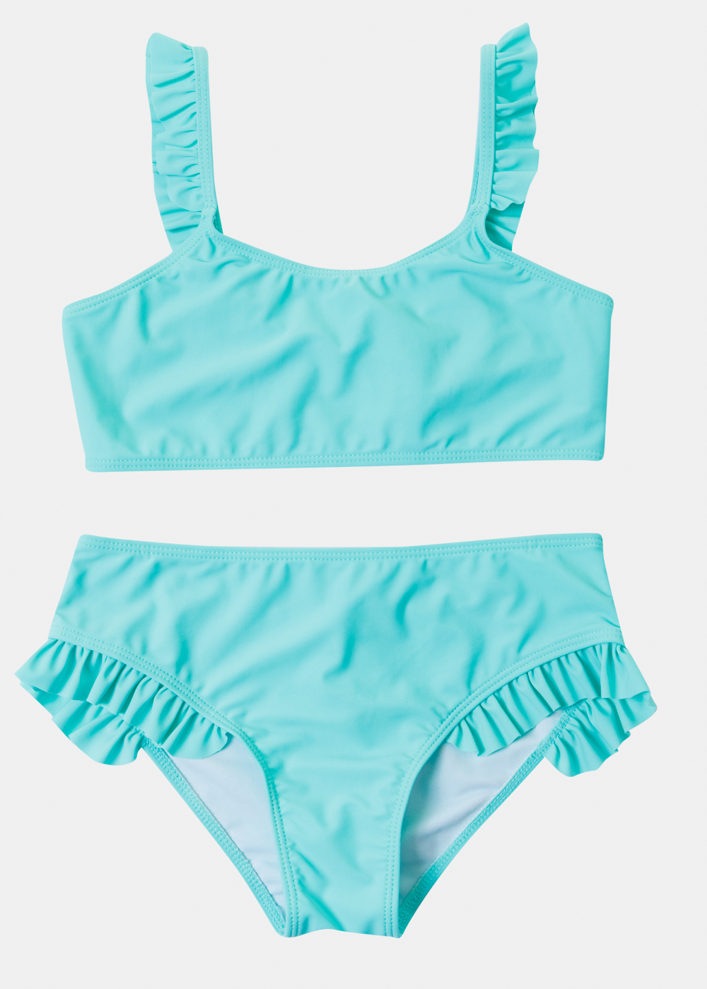 Girls Bikini Swimwear w/ Ruffles - Green Girls Bikini Swimwear w/ Ruffles - Green - Image 1