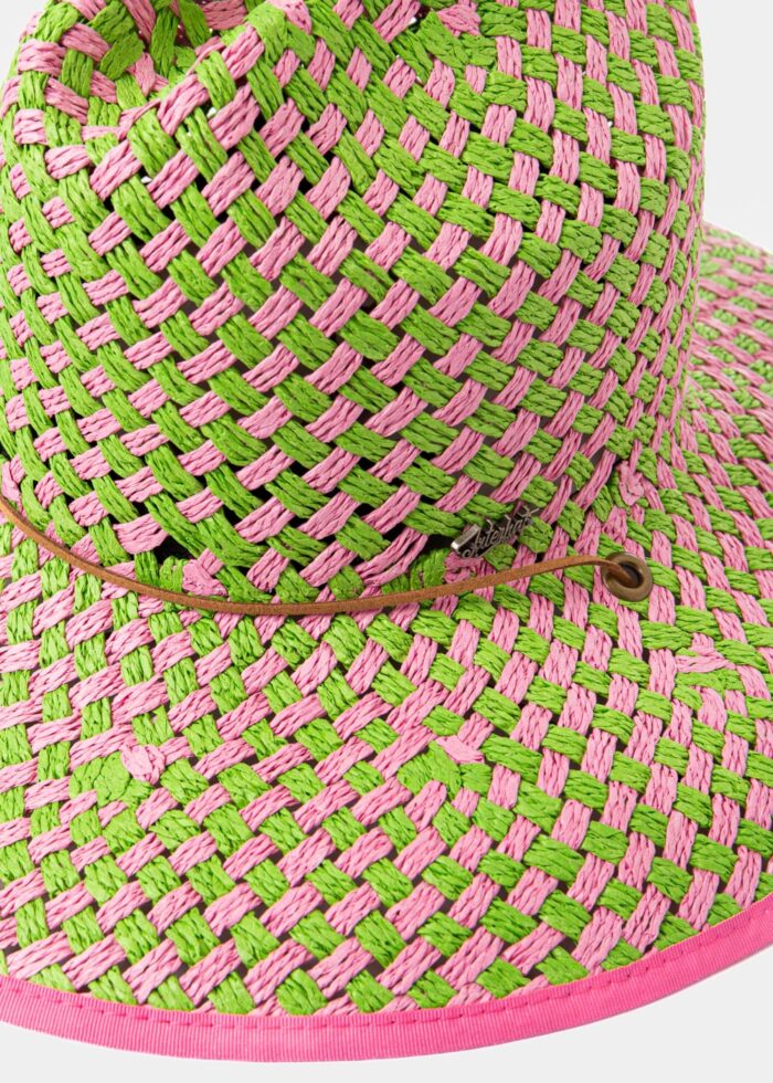 Green & Fuschia Straw Surf Style Hat - Image 4