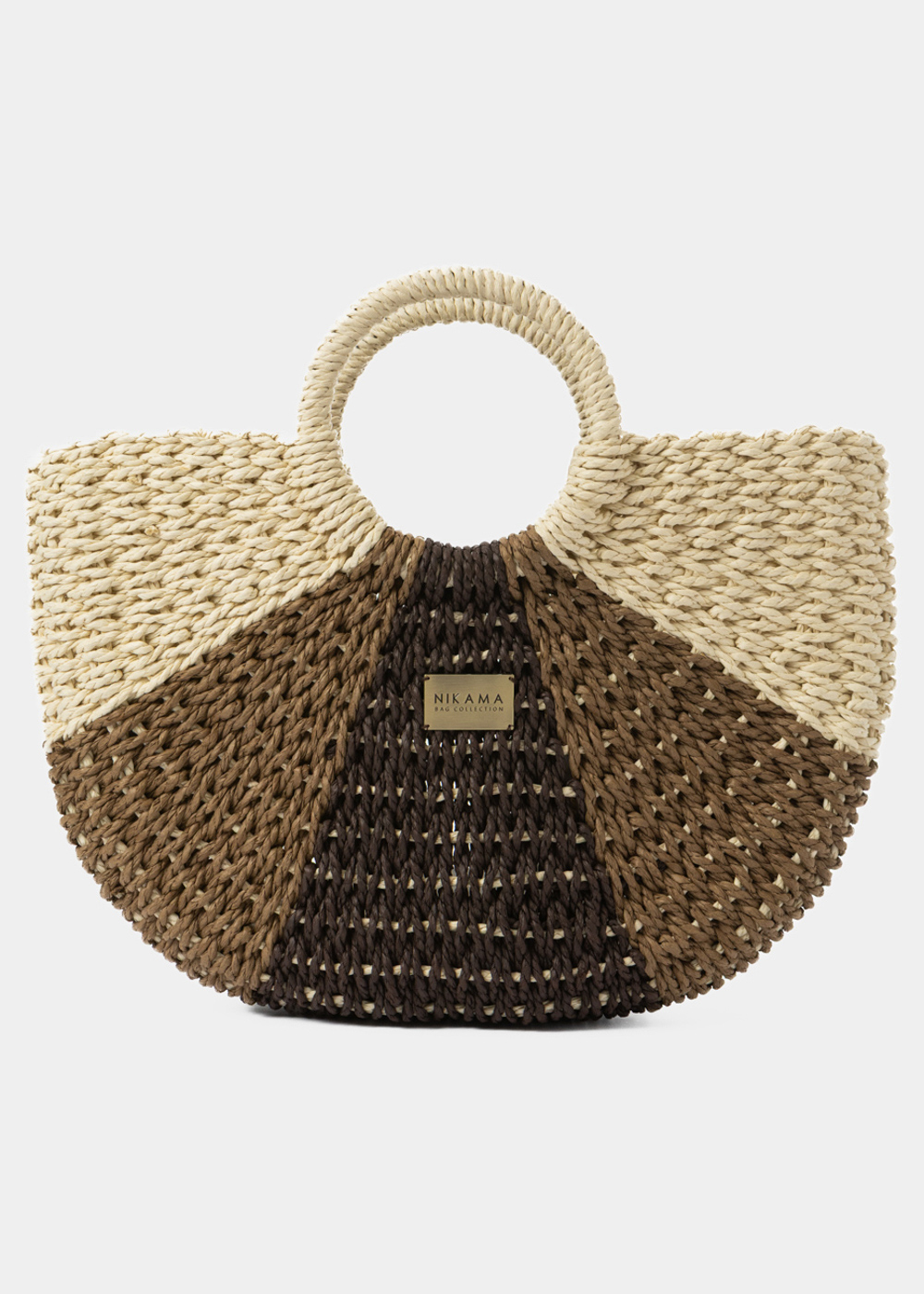 G28A6170 copy Brown & Ecru Knitted Bag - Image 1