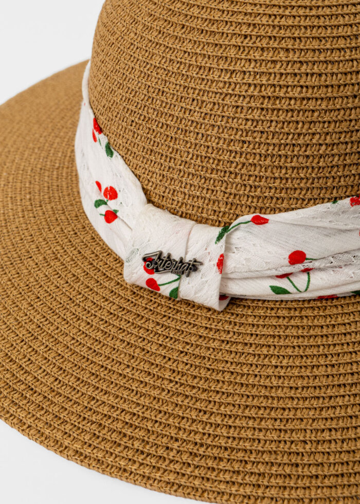Brown Hat w/ Cherries Ribbon - Image 3