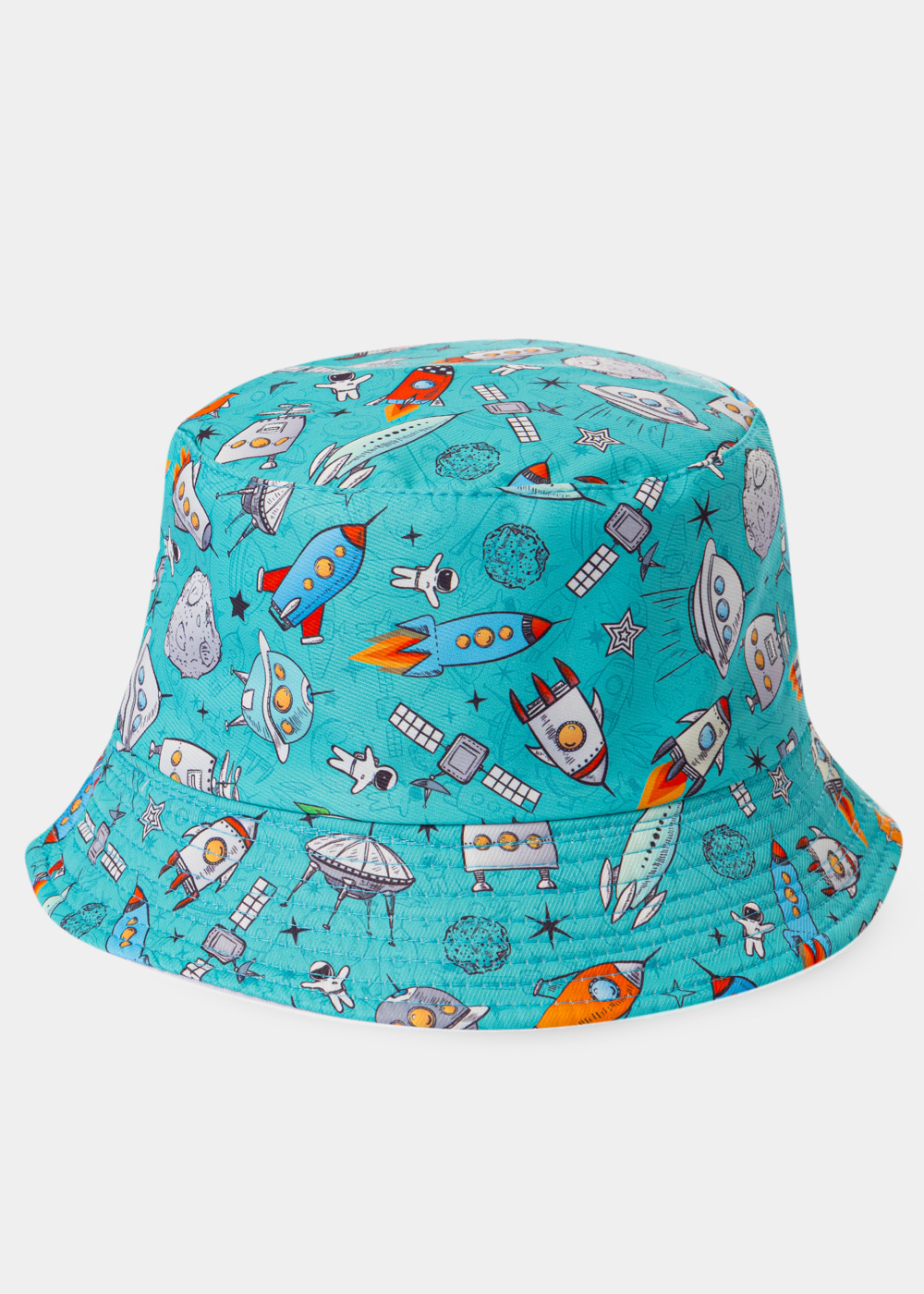 G28A6497 copy Kids Double-Faced Bucket Hat Space Pattern & White - Image 1
