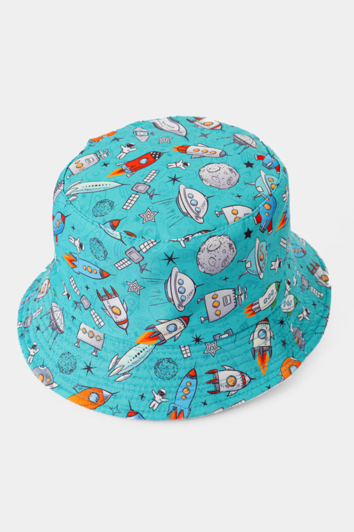 Kids Double-Faced Bucket Hat Space Pattern & White - Image 3