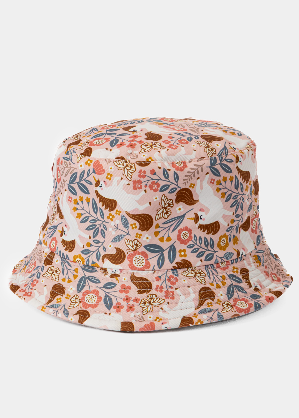 G28A6504 copy Kids Double-Faced Bucket Hat Unicorn Pattern & Light Pink - Image 1
