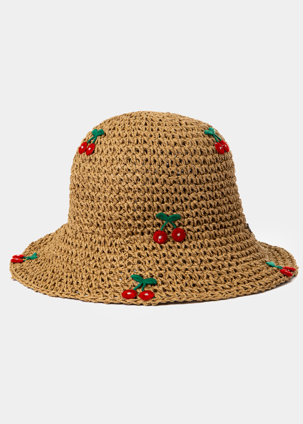 G28A6520 copy Brown Soft Bucket Style Hat w/ Cherries - Image 1