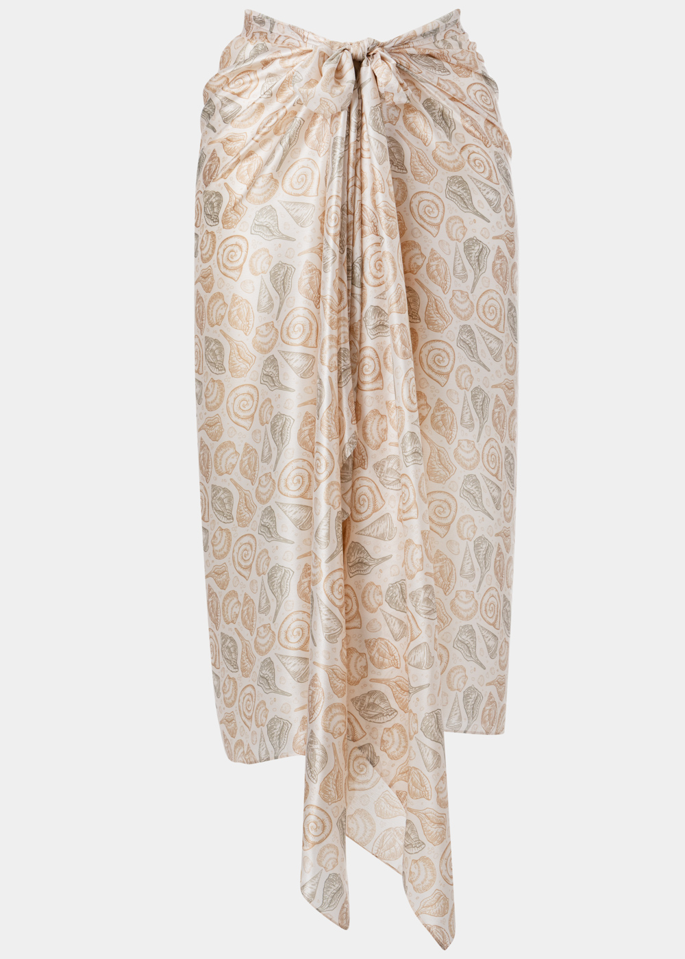 G28A7012 copy Beige Satin Pareo w/ Shell Design - Image 1