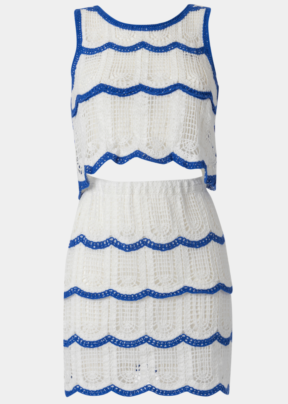 G28A7319 copy White & Blue Knitted Top & Skirt Set - Image 1