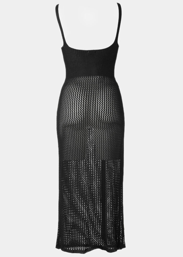 Black Knitted Beachwear w/ Front Twist Detail - Image 2