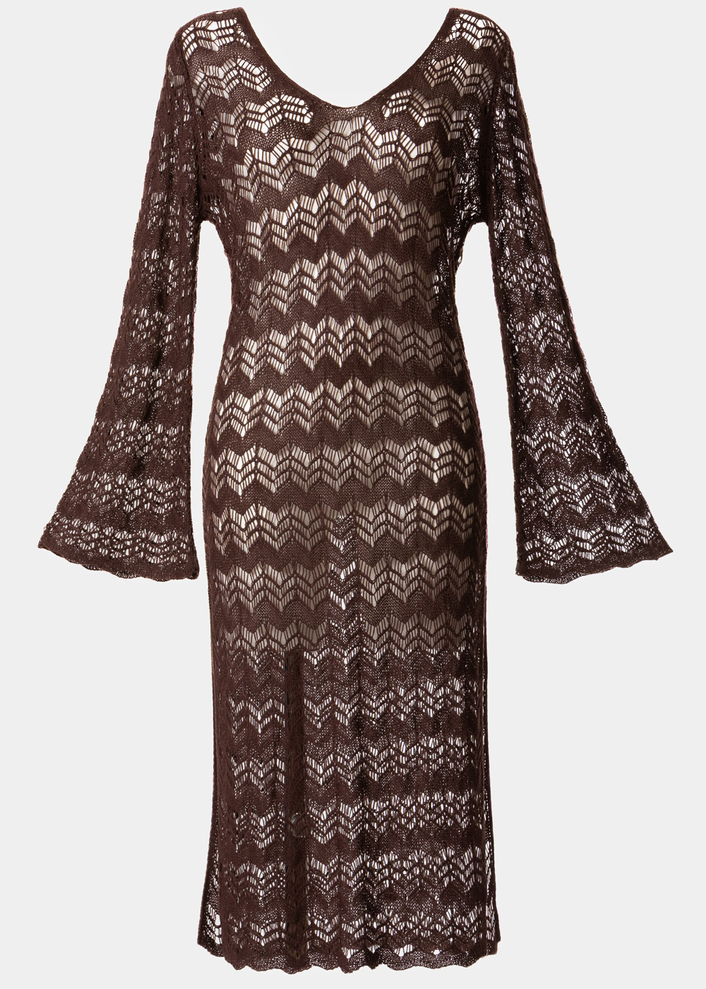G28A7381 copy Dark Chocolate Long Sleeved Knitted Beachwear - Image 1