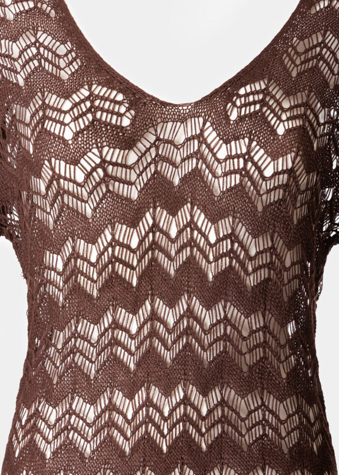 Dark Chocolate Long Sleeved Knitted Beachwear - Image 3