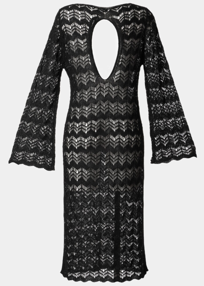 Black Long Sleeved Knitted Beachwear - Image 2