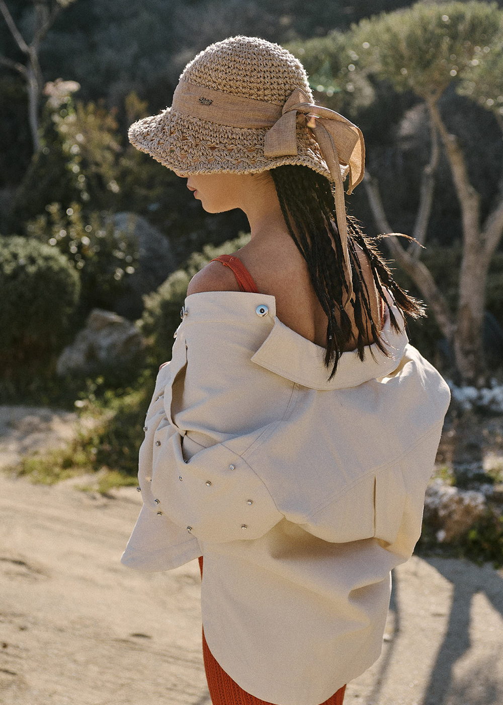 Brown Straw Hat w/ Brown Ribbon Brown Straw Hat w/ Brown Ribbon - Image 1