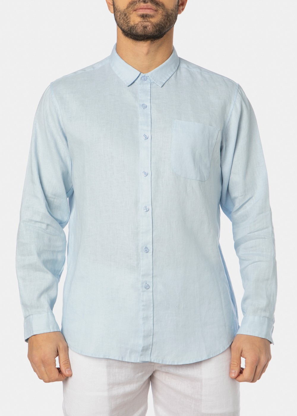100% Linen Light Blue Classic Shirt 100% Linen Light Blue Classic Shirt - Image 1