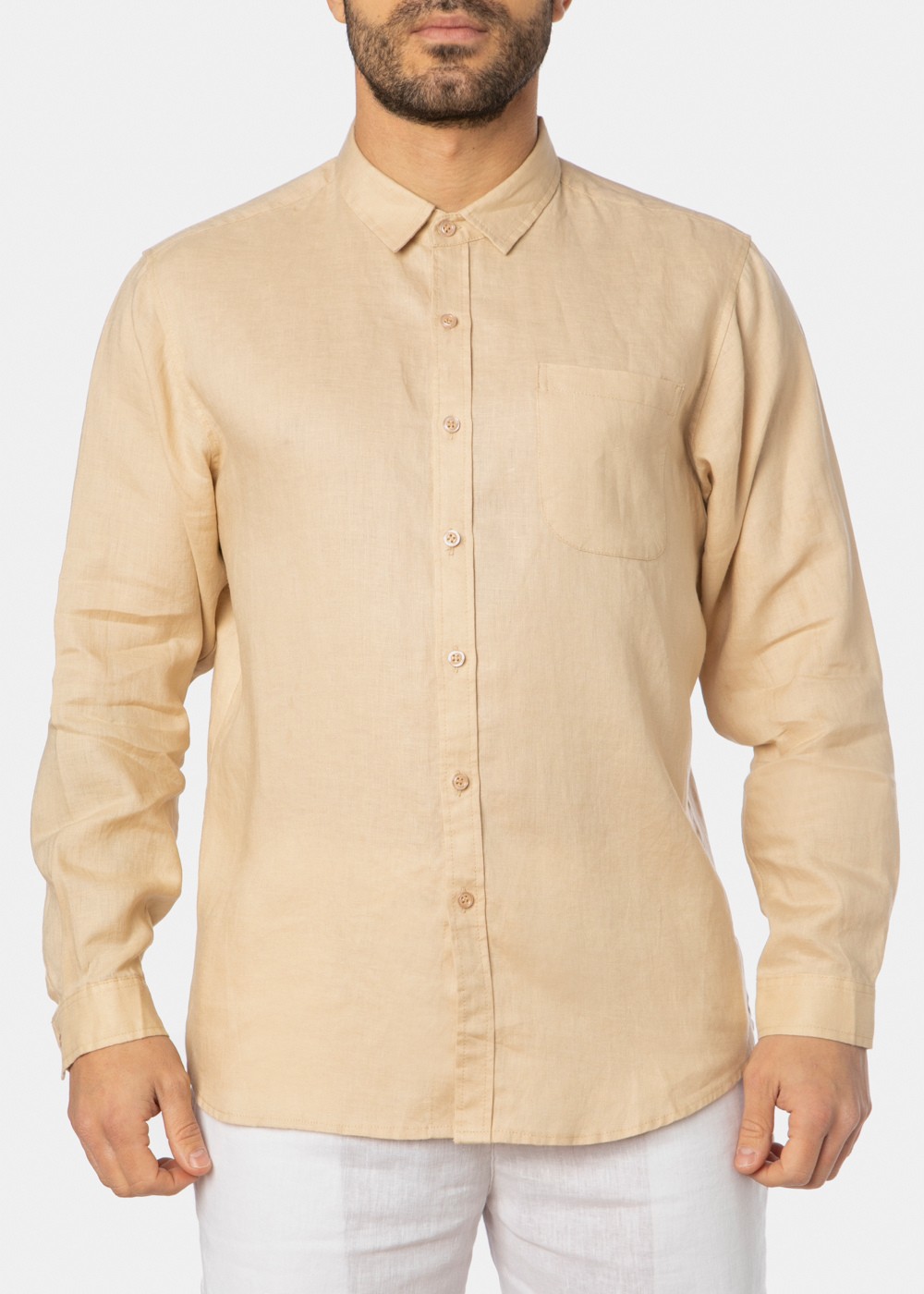 100% Linen Beige Classic Shirt 100% Linen Beige Classic Shirt - Image 1
