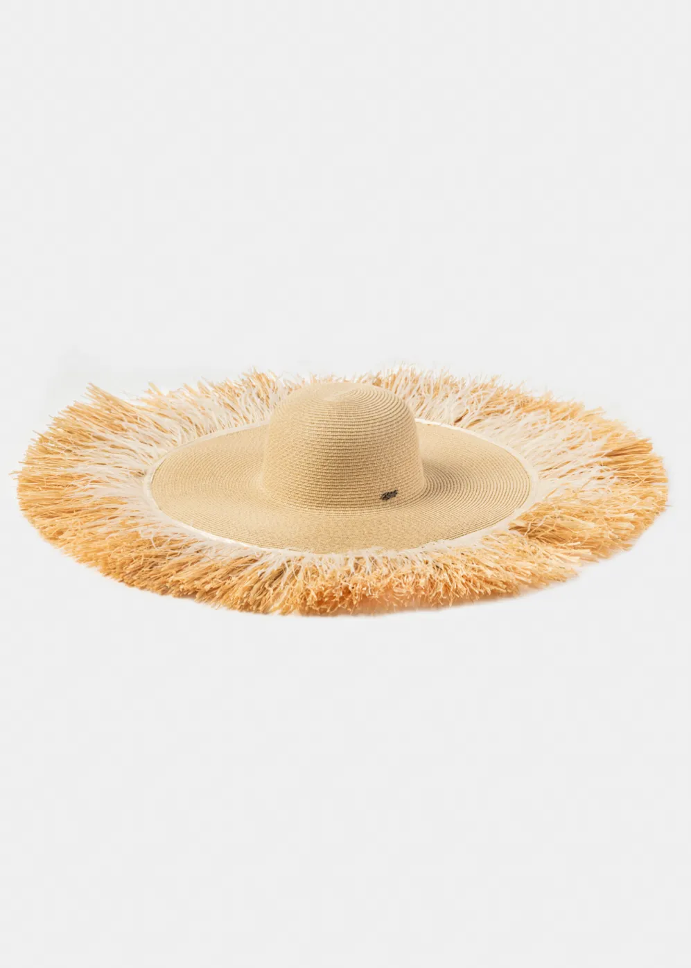 Beige Exclusive Hat w/ Natural Wheat & Ostrich Feathers Beige Exclusive Hat w/ Natural Wheat & Ostrich Feathers - Image 1