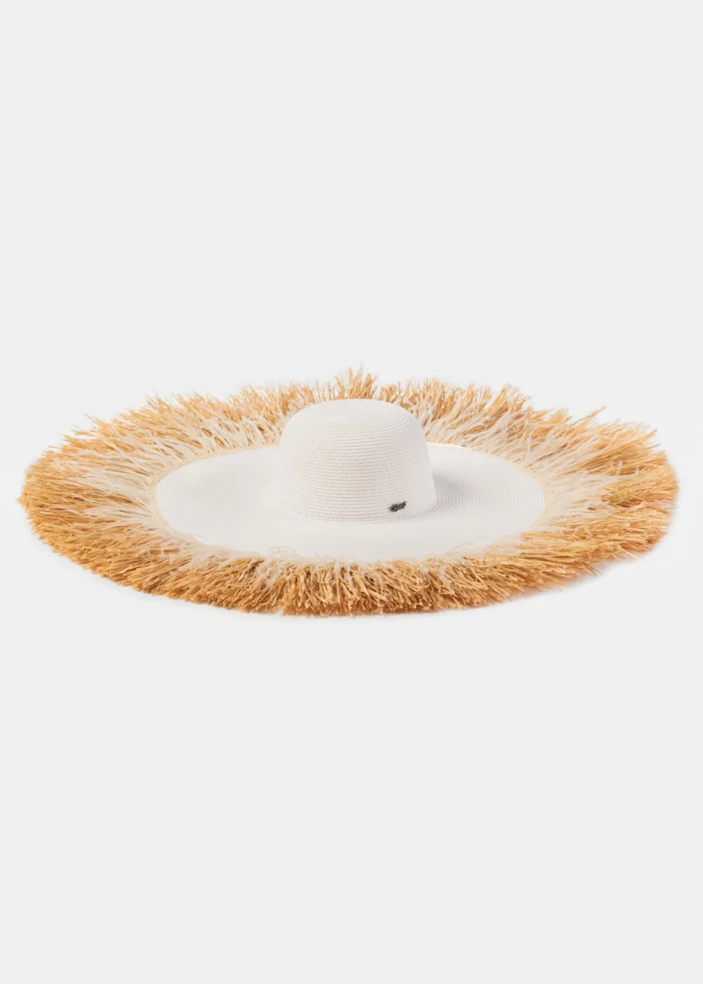 White Exclusive Hat w/ Natural Wheat & Ostrich Feathers White Exclusive Hat w/ Natural Wheat & Ostrich Feathers - Image 1
