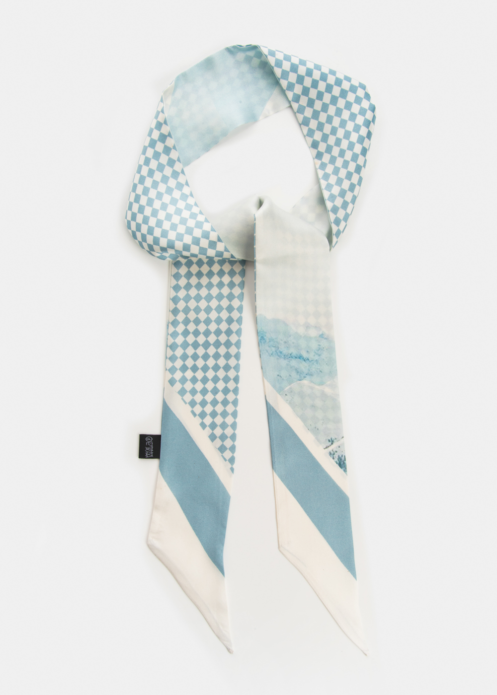 Checkered Print Silk Scarf Checkered Print Silk Scarf - Image 1