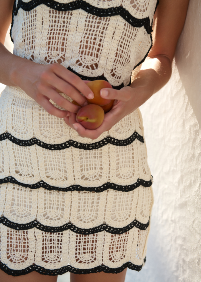 Cream & Black Knitted Top & Skirt Set - Image 3