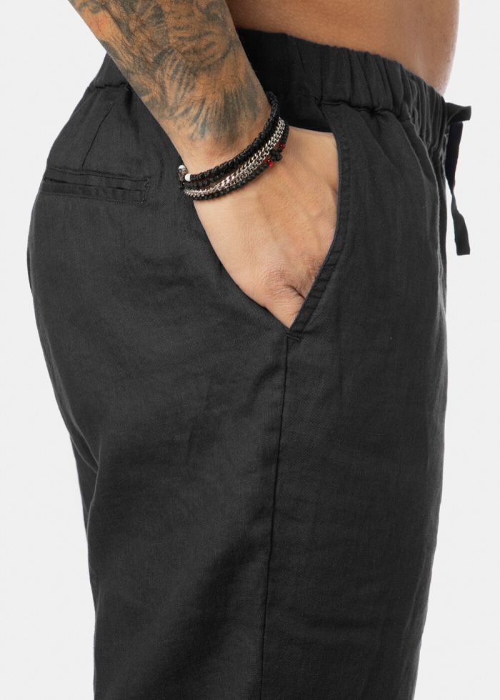 100% Linen Black Long Pants - Image 3