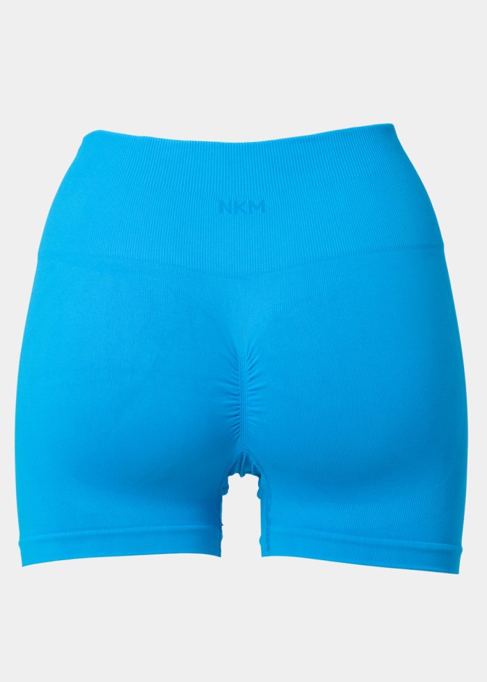 Ocean Blue Seamless Ruched Back Sports Shorts - Image 2