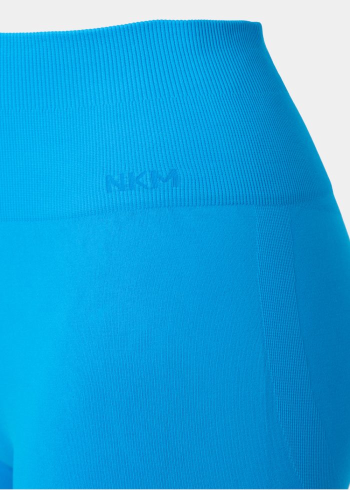Ocean Blue Seamless Ruched Back Sports Long Shorts - Image 3