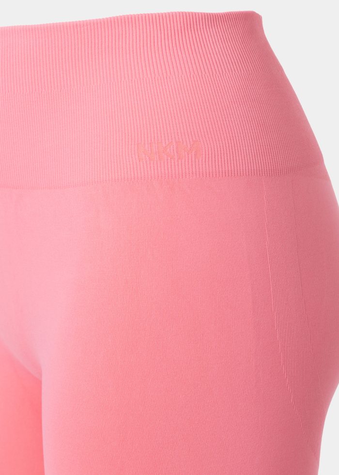 Pink Seamless Ruched Back Sports Long Shorts - Image 3