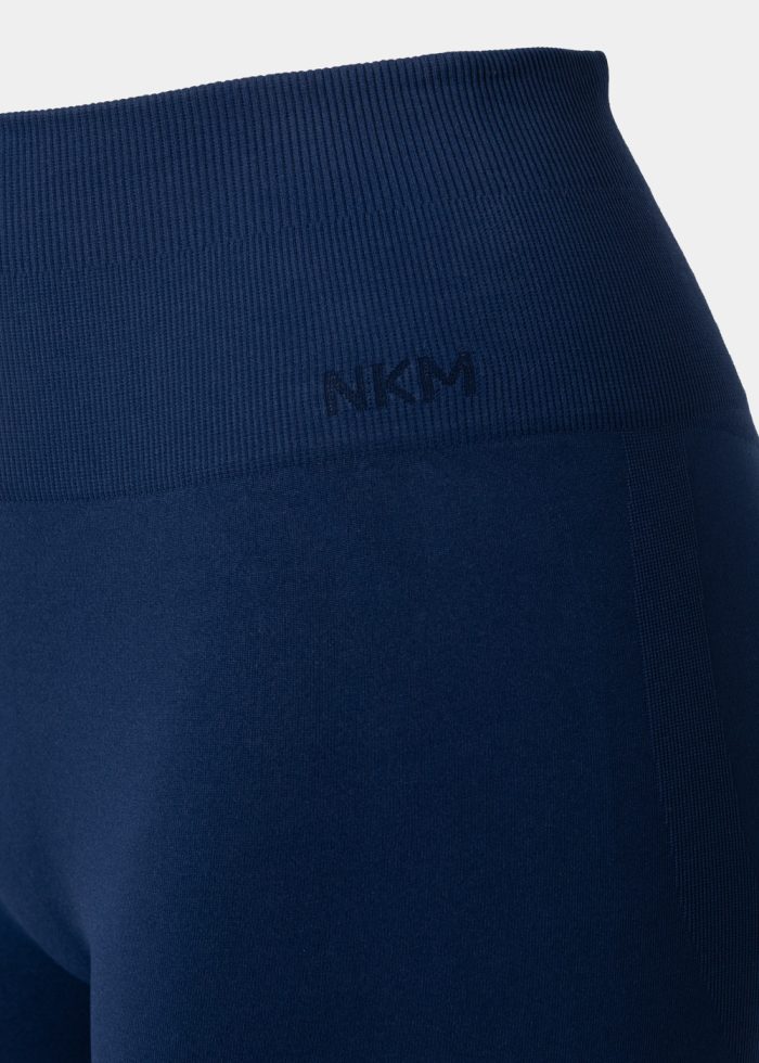 Navy Blue Seamless Ruched Back Sports Long Shorts - Image 3