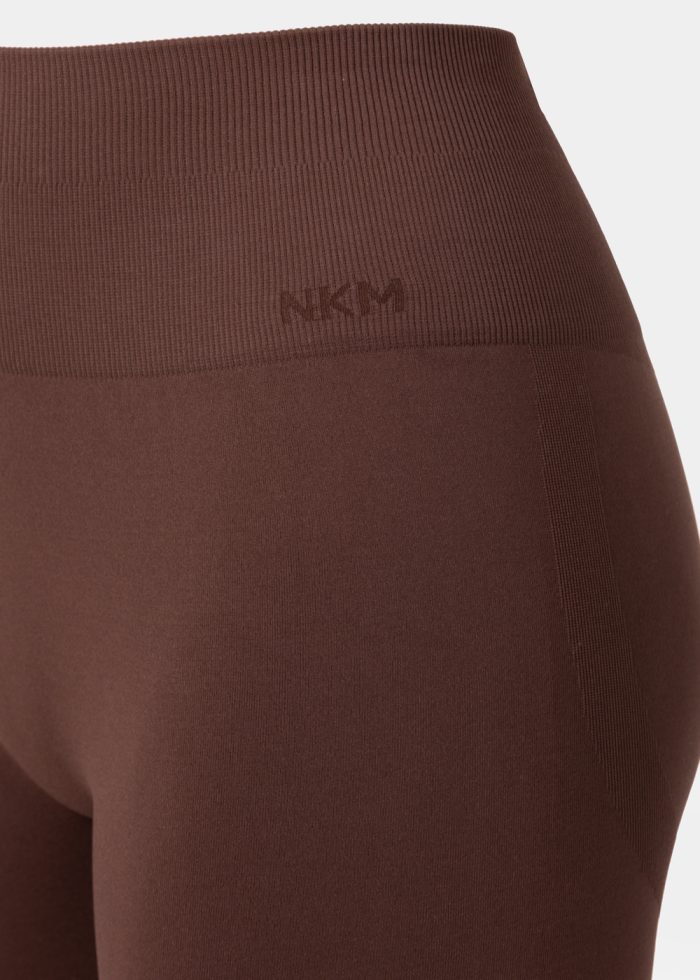 Dark Brown Seamless Ruched Back Sports Long Shorts - Image 3