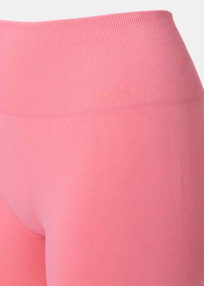 Pink Seamless Ruched Back Sports Shorts - Image 3