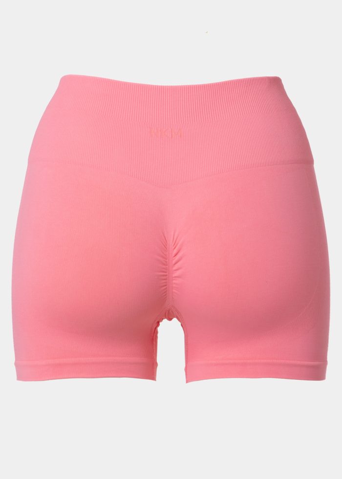 Pink Seamless Ruched Back Sports Shorts - Image 2