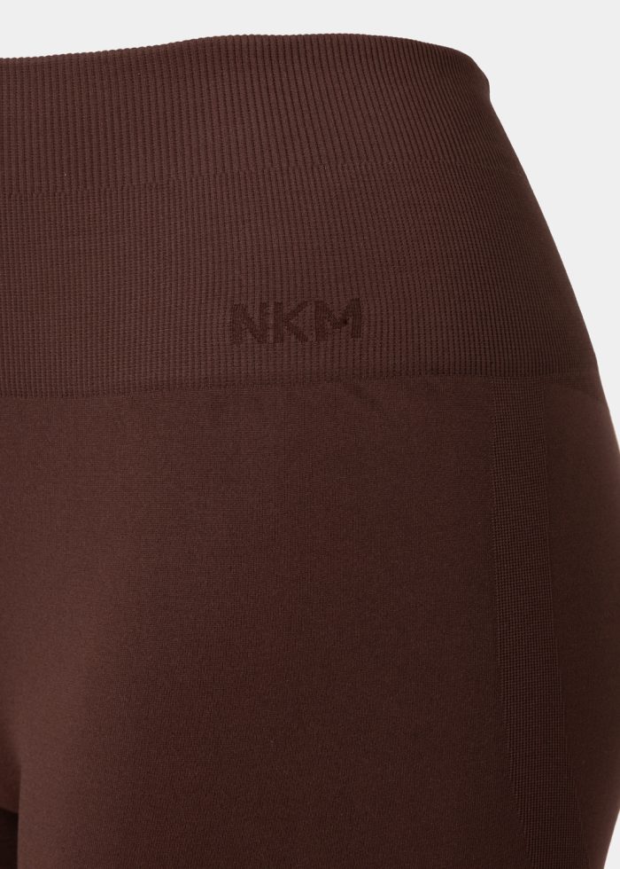 Dark Brown Seamless Ruched Back Sports Shorts - Image 3
