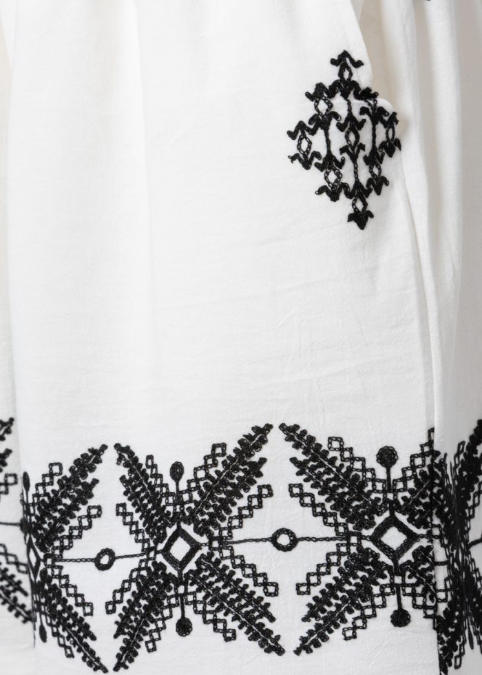 White & Black Shorts w/ Embroidered Details - Image 3