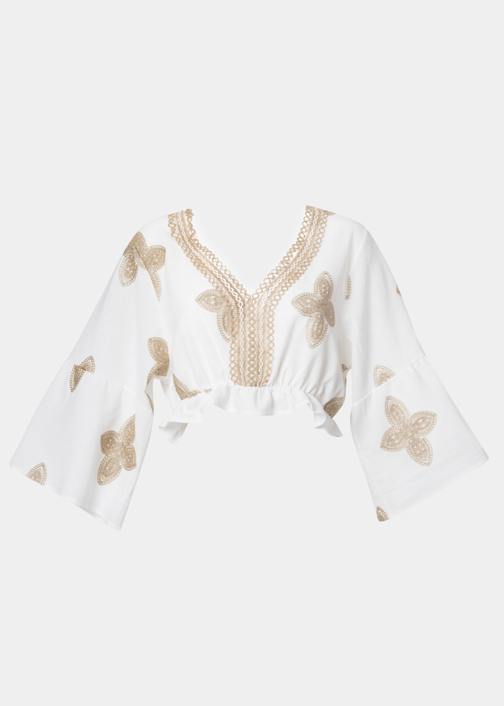 G28A0251 copy White & Gold Top w/ Embroidered Details - Image 1