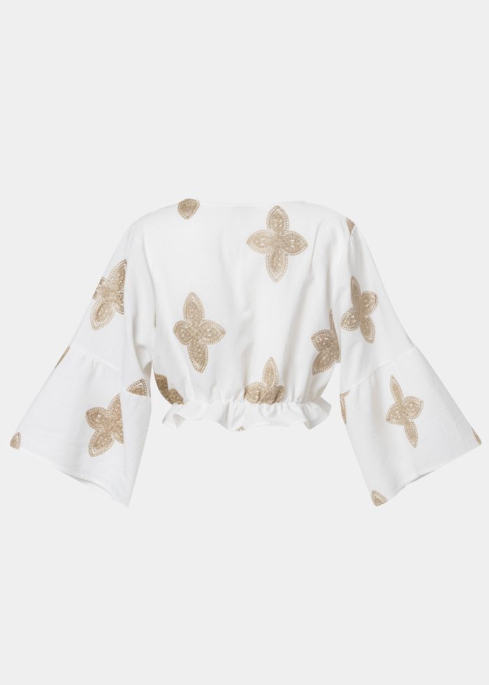 White & Gold Top w/ Embroidered Details - Image 2