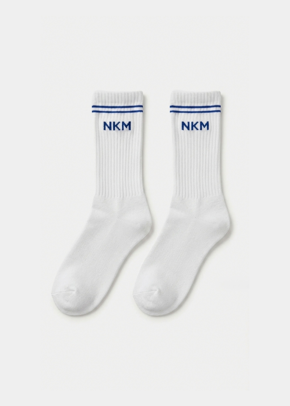 SSC01B White & Navy Blue Unisex Socks - Image 1