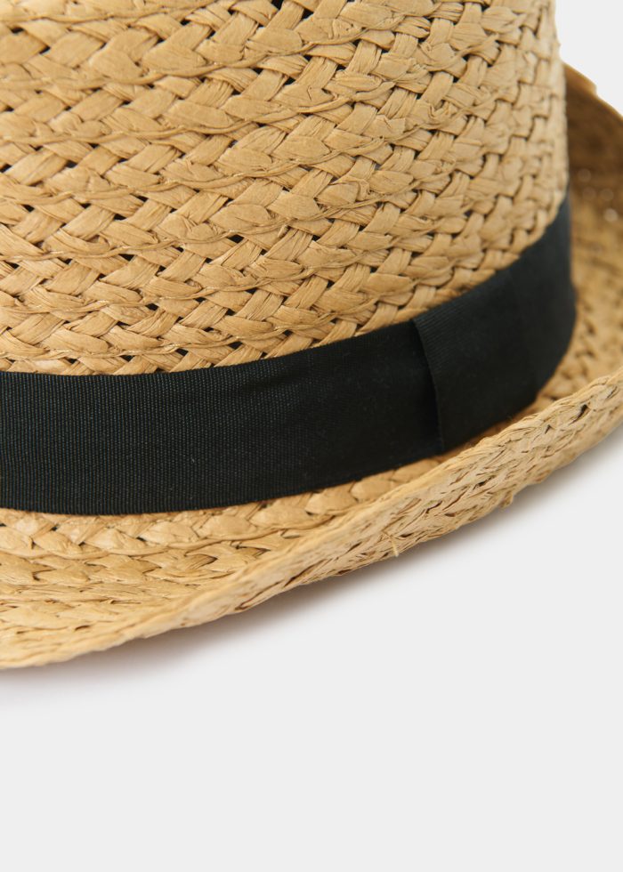 Brown Kids Straw Fedora Hat 2 - Image 3